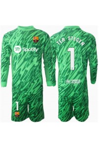 Barcelona Ter Stegen #1 Keeper Babyklær Borte Fotballdrakt til barn 2024-25 Lange ermer (+ Korte bukser)
